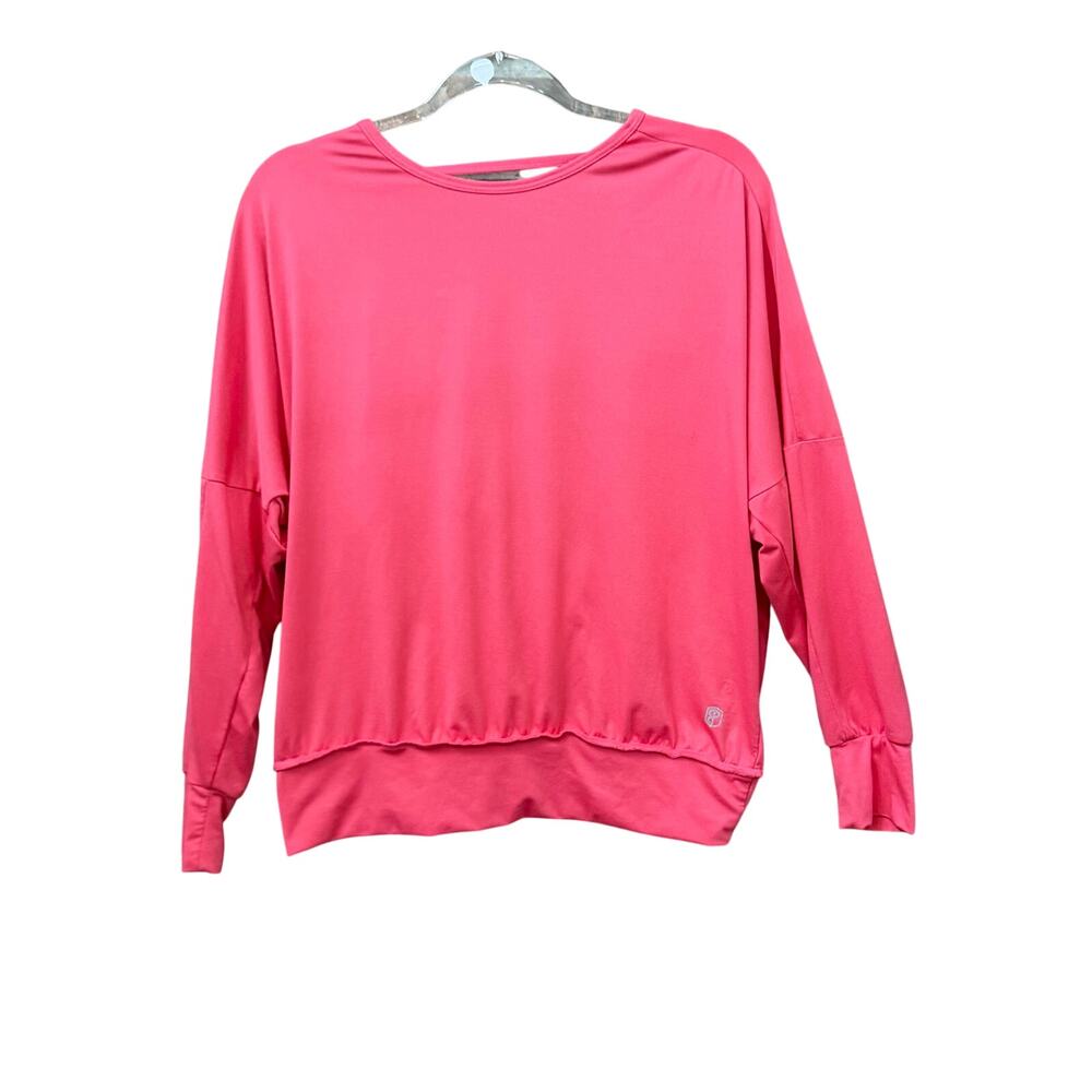 Born Primitive Size Medium Open Back Pullover Pink Athleisure Stretch Raw Seam
